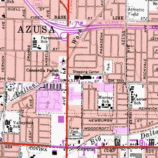 Topographic Map of Edgewood Shopping Center, CA