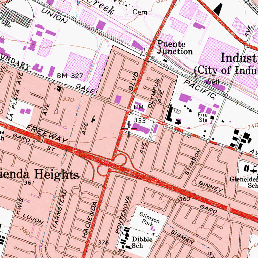 Topographic Map of Gale Square Shopping Center, CA