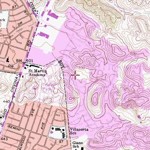 Topographic Map of Gingrich Park, CA
