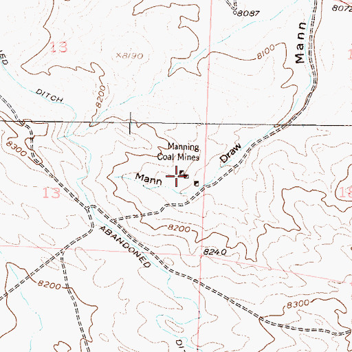 Topographic Map of Manning Coal Mines, CO