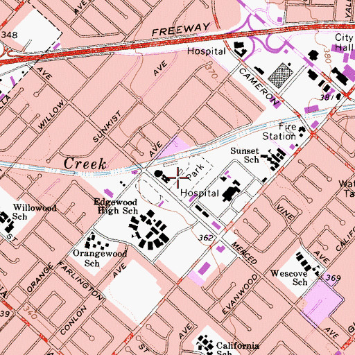 Topographic Map of Orangewood Park, CA