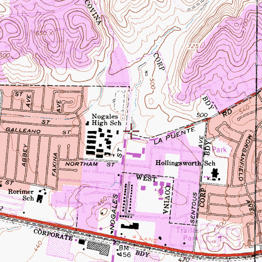 Topographic Map of Quail Ridge Shopping Center, CA