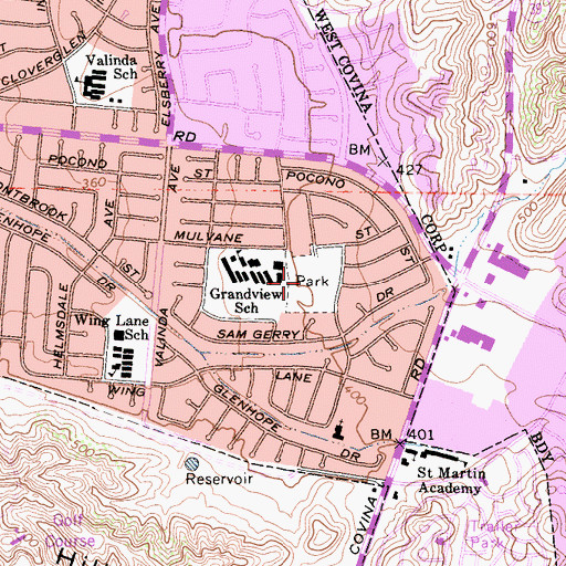 Topographic Map of Rimgrove Drive Park, CA