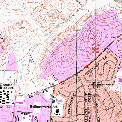 Topographic Map of Walnut Hills Park, CA