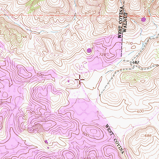 Topographic Map of Walnut Hills Plaza Shopping Center, CA
