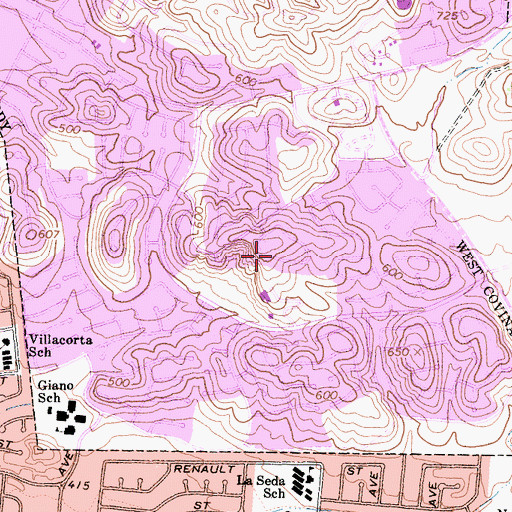 Topographic Map of Woodside Village, CA