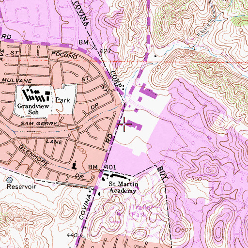 Topographic Map of Woodsidee Village Shopping Center, CA