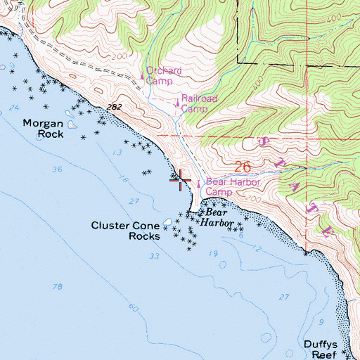 Topographic Map of Bear Harbor Camp, CA
