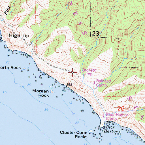 Topographic Map of Orchard Camp, CA