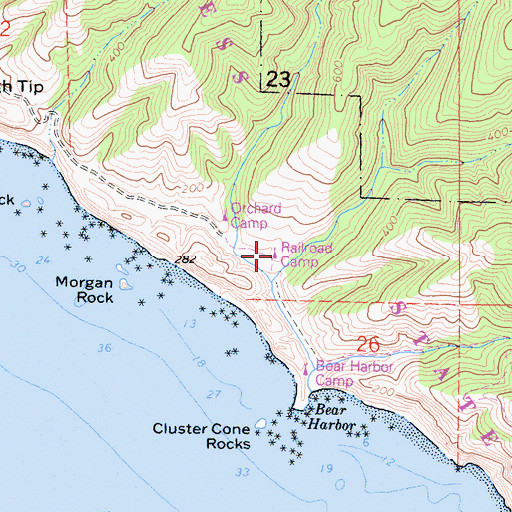 Topographic Map of Railroad Camp, CA