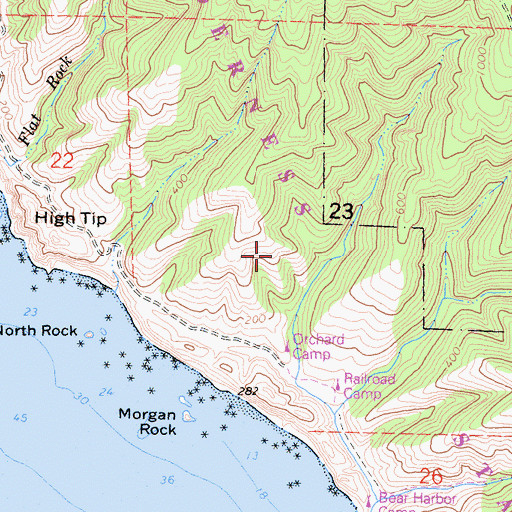 Topographic Map of Sinkyone Wilderness State Park, CA