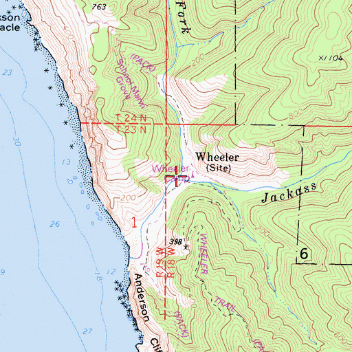 Topographic Map of Wheeler Camp, CA