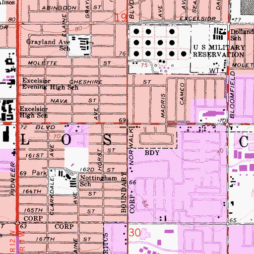 Topographic Map of Baptist Christian School, CA