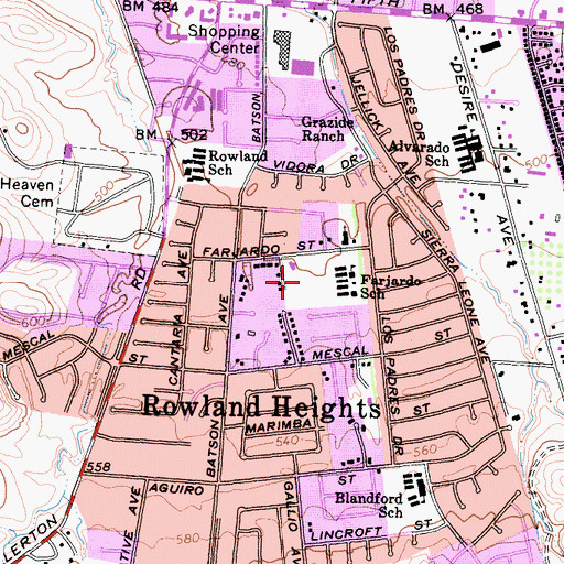 Topographic Map of Carolyn Rosas Park, CA