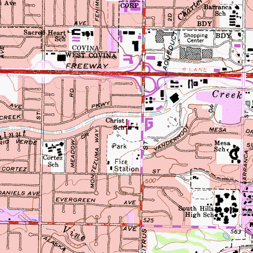 Topographic Map of Christ Lutheran Church, CA