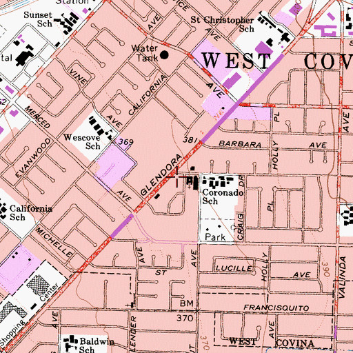 Topographic Map of Community Presbyterian Church, CA