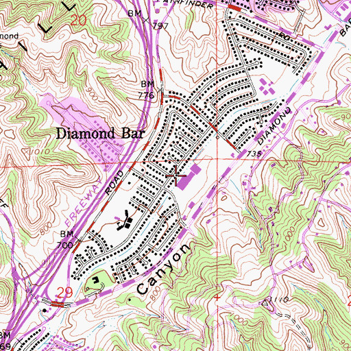 Topographic Map of Country Hills Town Center Shopping Center, CA