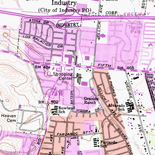 Topographic Map of Eastwood Village Shopping Center, CA
