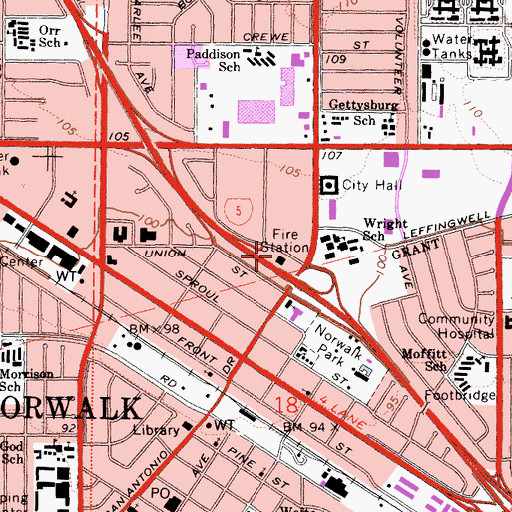 Topographic Map of Los Angeles County Fire Department Station 20, CA