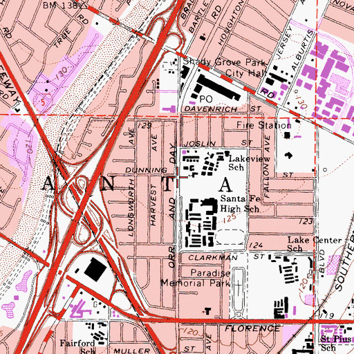 Topographic Map of First Baptist Church, CA
