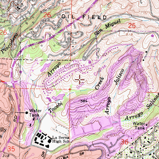 Topographic Map of Friendly Hills Country Club, CA