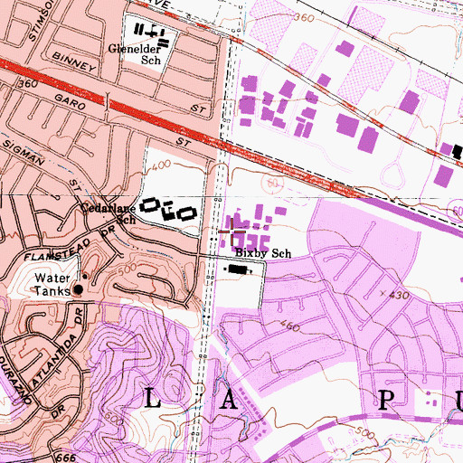 Topographic Map of Glen A Wilson High School, CA