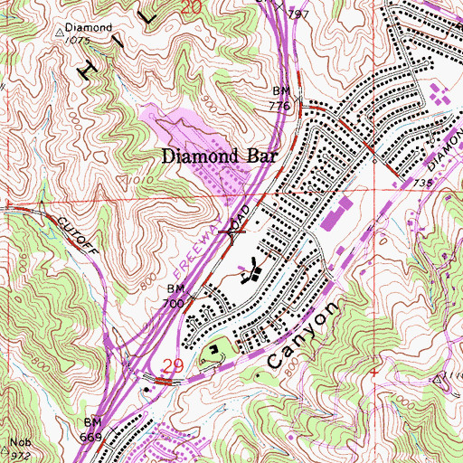Topographic Map of Heritage Park, CA