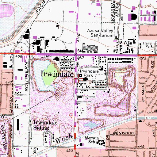 Topographic Map of Irwindale Public Library, CA
