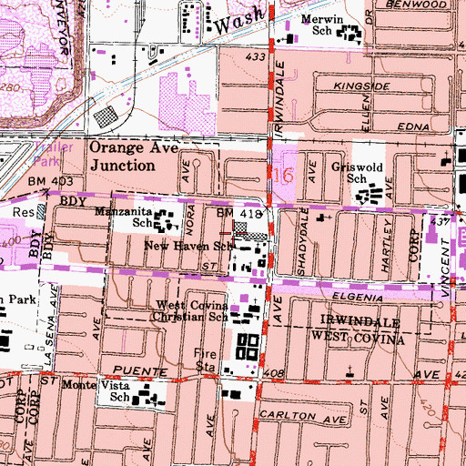 Topographic Map of Irwindale Square Shopping Center, CA