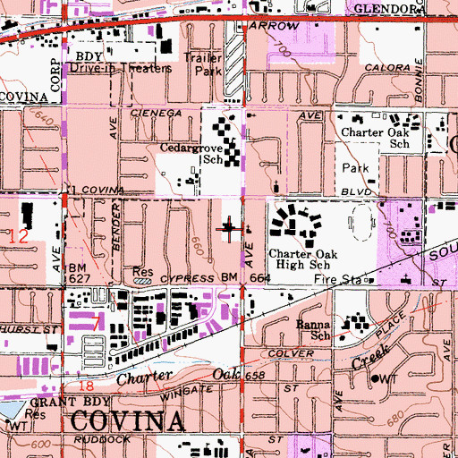 Topographic Map of Kingdom Hall of Jehovahs Witnesses, CA