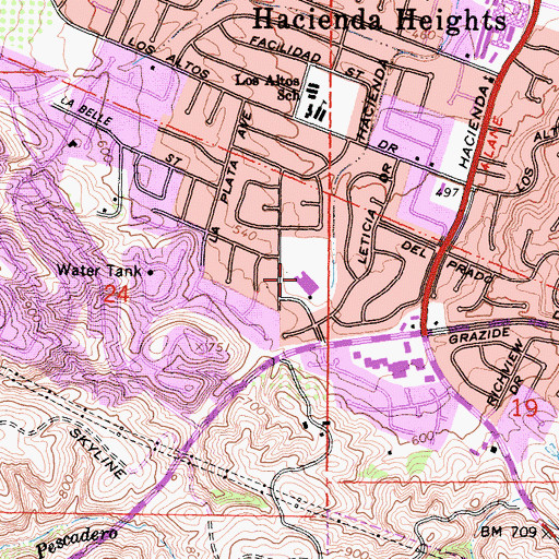 Topographic Map of Los Molinos Elementary School, CA