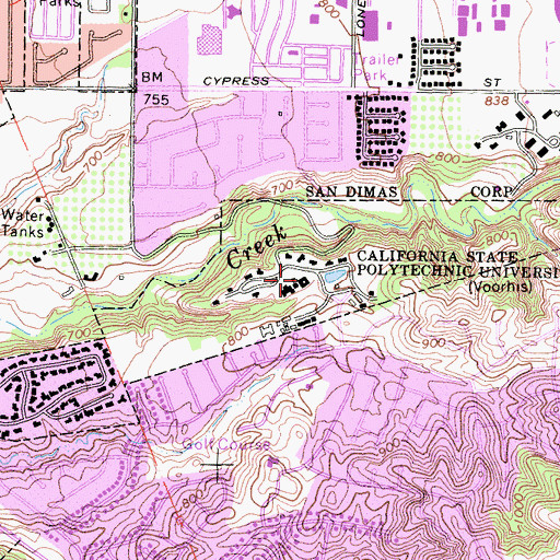 Topographic Map of Pacific Coast Baptist Bible College, CA