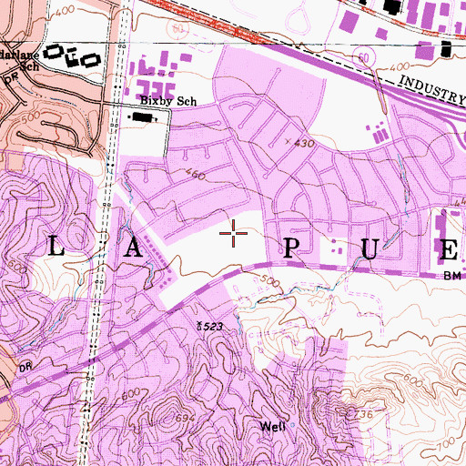 Topographic Map of Pepperbrook Park, CA