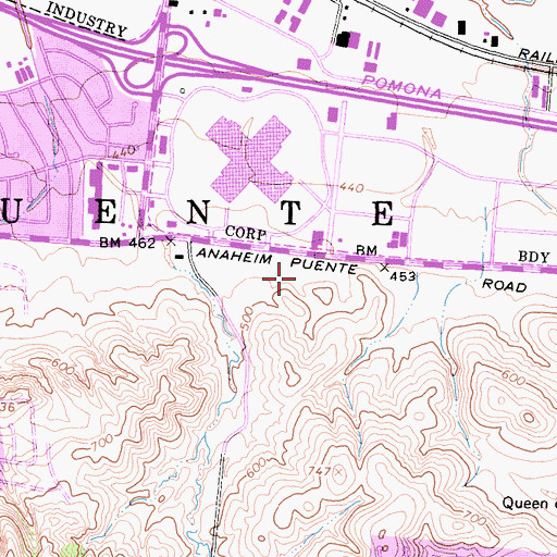 Topographic Map of Ross Plaza Shopping Center, CA