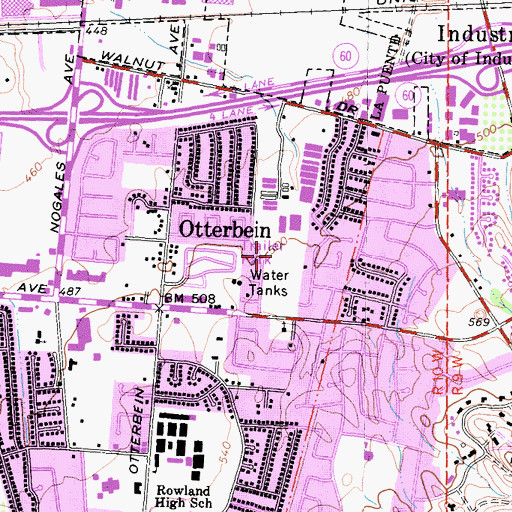 Topographic Map of Rowland Heights Park, CA