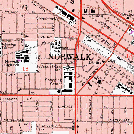 Topographic Map of Saint John of God Catholic Church, CA