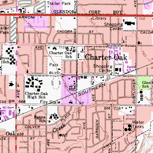 Topographic Map of Saint Louise De Marillac Catholic Church, CA