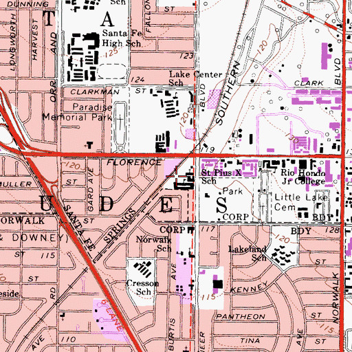 Topographic Map of Saint Pius X Catholic Church, CA