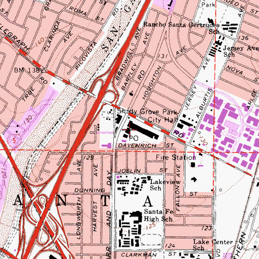 Topographic Map of Santa Fe Springs Promenade Shopping Center, CA