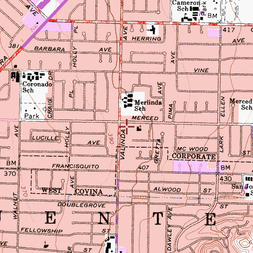 Topographic Map of Shepherd of the Valley Lutheran Church, CA