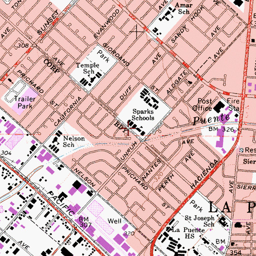 Topographic Map of Sparks Elementary School, CA