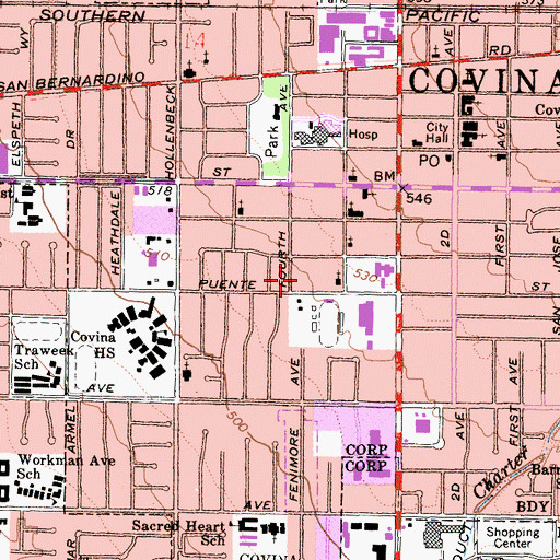 Topographic Map of Tri-Community Adult School, CA
