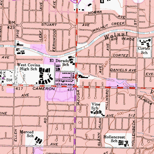 Topographic Map of United Methodist Church of West Covina, CA