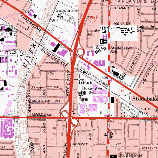 Topographic Map of Westside Park, CA