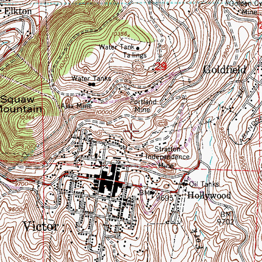 Topographic Map of Four Queens Mine, CO