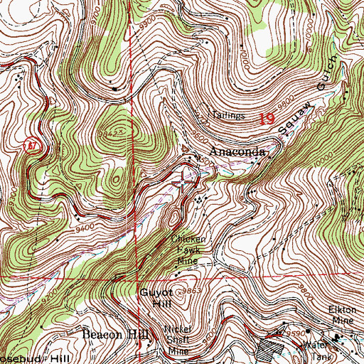Topographic Map of Alamo Mine, CO