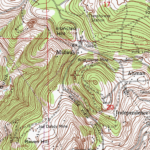 Topographic Map of Aladdins Lamp Mine, CO