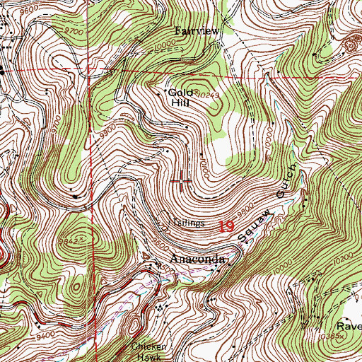 Topographic Map of Anaconda Tunnel Mine, CO