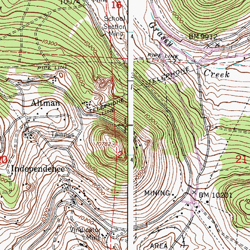 Topographic Map of Arvilla Incline Mine, CO