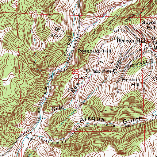 Topographic Map of Banner Mine, CO